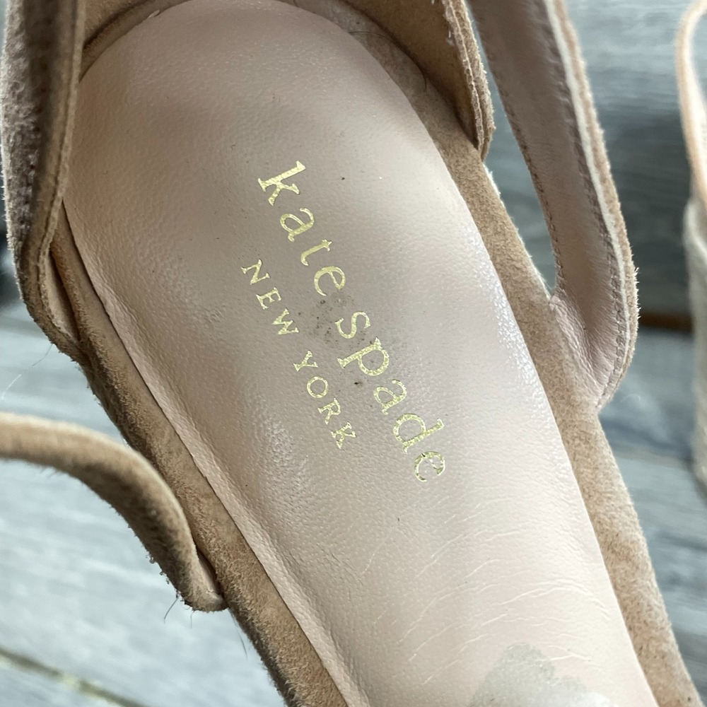 Kate Spade Sandals Womens 8 B Pink Leather Strap Espadrille Wedge Platform New - Picture 10 of 12